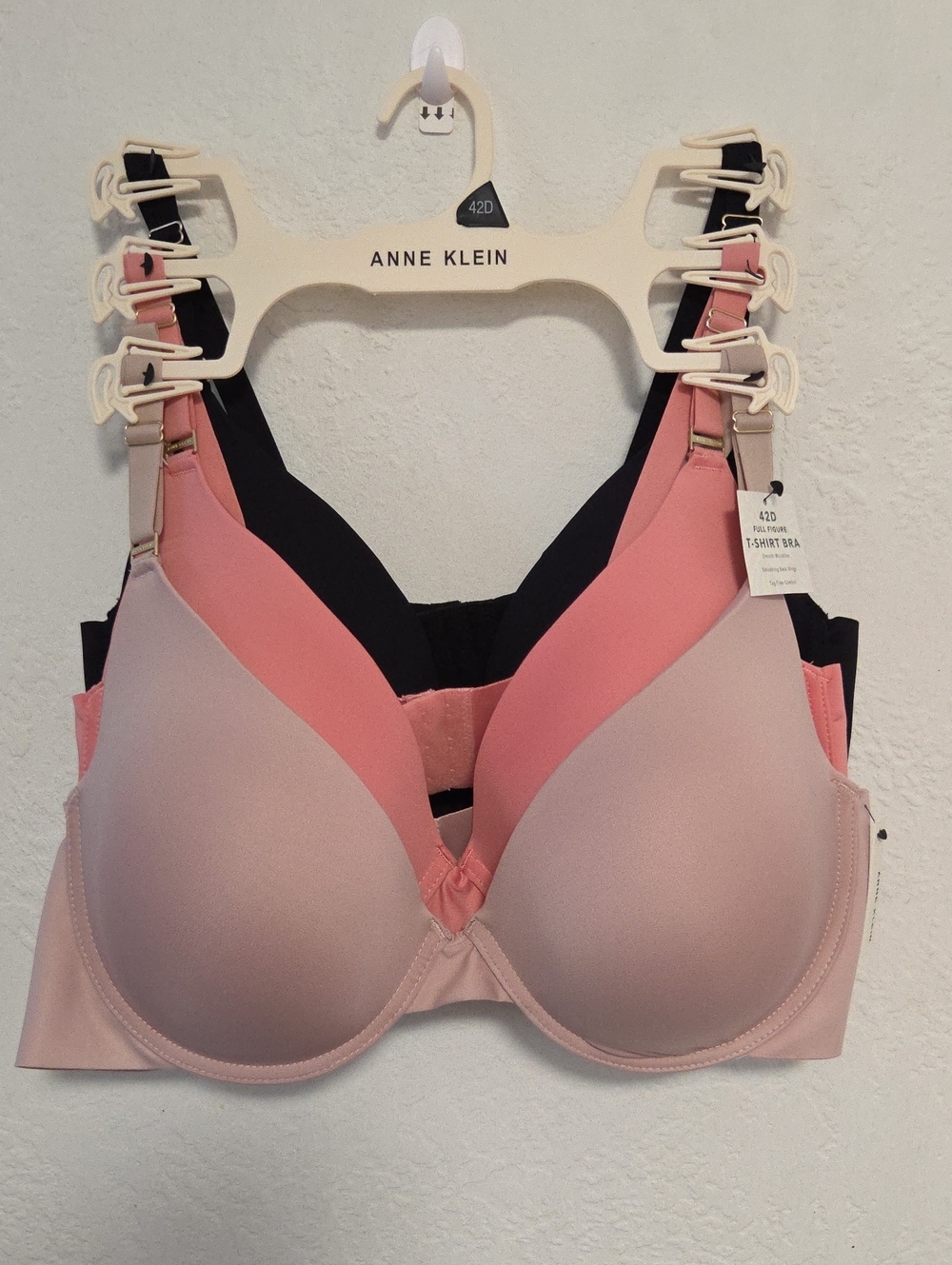 NWT "Anne Klein" Full Figure Underwire T-Shirt Bra Woman's Size 42D (Set Of 3)